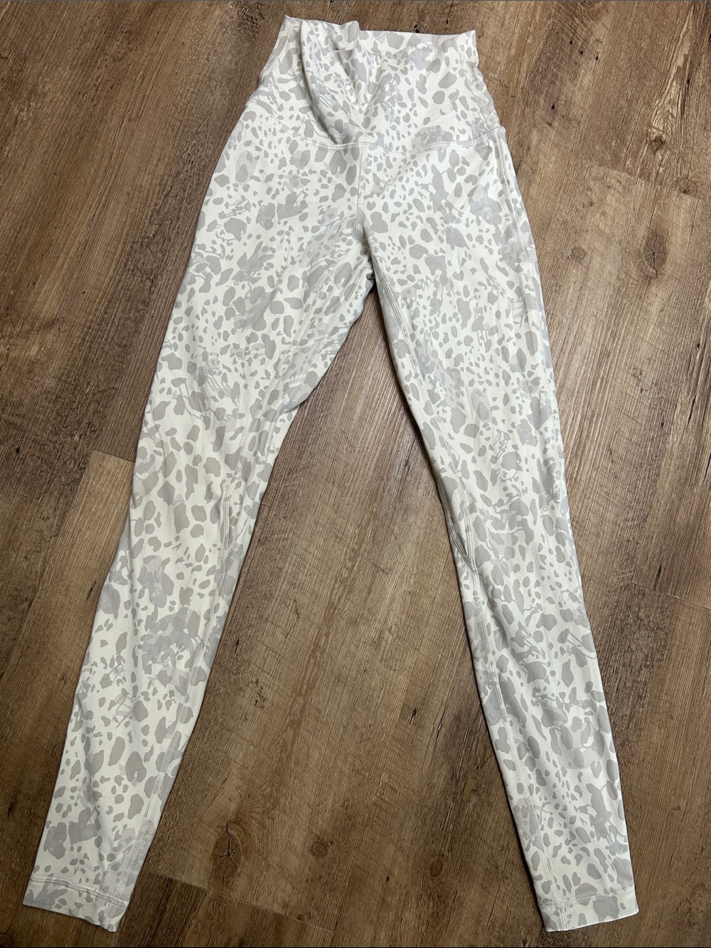 Women's High-Waist Printed Leggings - off white & Light Gray